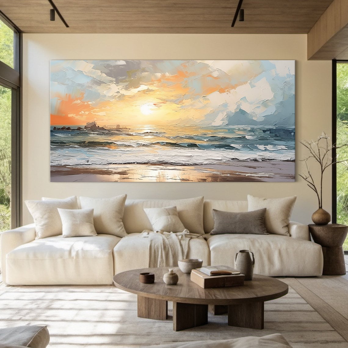 Seaside Sunrise Ocean Waves, Abstract Art Print - Image 2