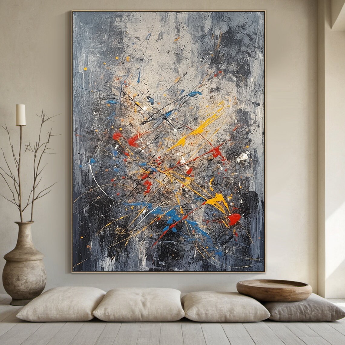 Gray Graffiti Abstract Painting Gray Wabi Sabi Wall Art Large Gray Wall Art Textured Hand Painting Home Wall Decoration - Image 6