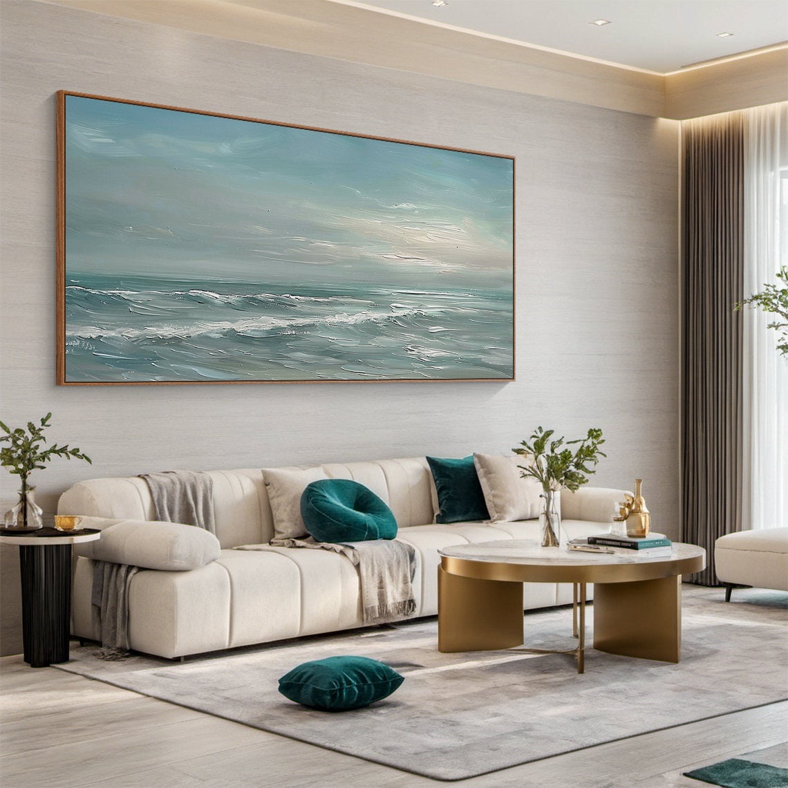 Calm Light Blue Ocean Waves Serene Seascape Minimalist Art Poster