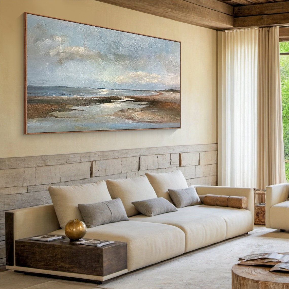 Large Original Blue Sky Abstract Oil Painting Natural Sky Clouds Landscape Painting Modern Living Room Decoration Art - Image 6