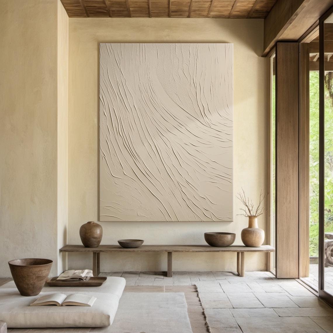 Pure Beige Wabi Sabi Wall Art Pure Beige Abstract Painting Large Beige Simple Wall Art Beige Textured Painting Modern Home Decor - Image 4