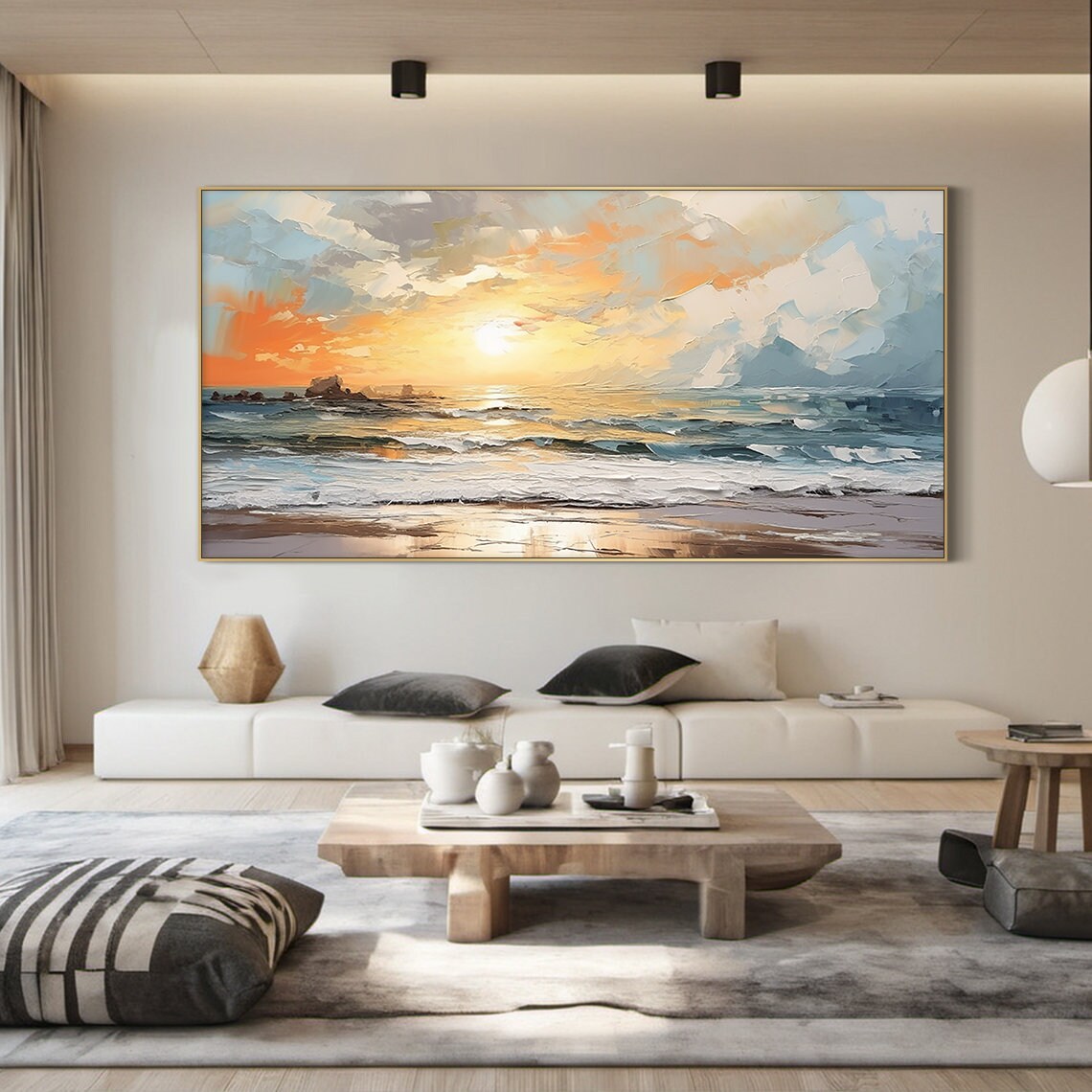 Seaside Sunrise Ocean Waves, Abstract Art Print - Image 3