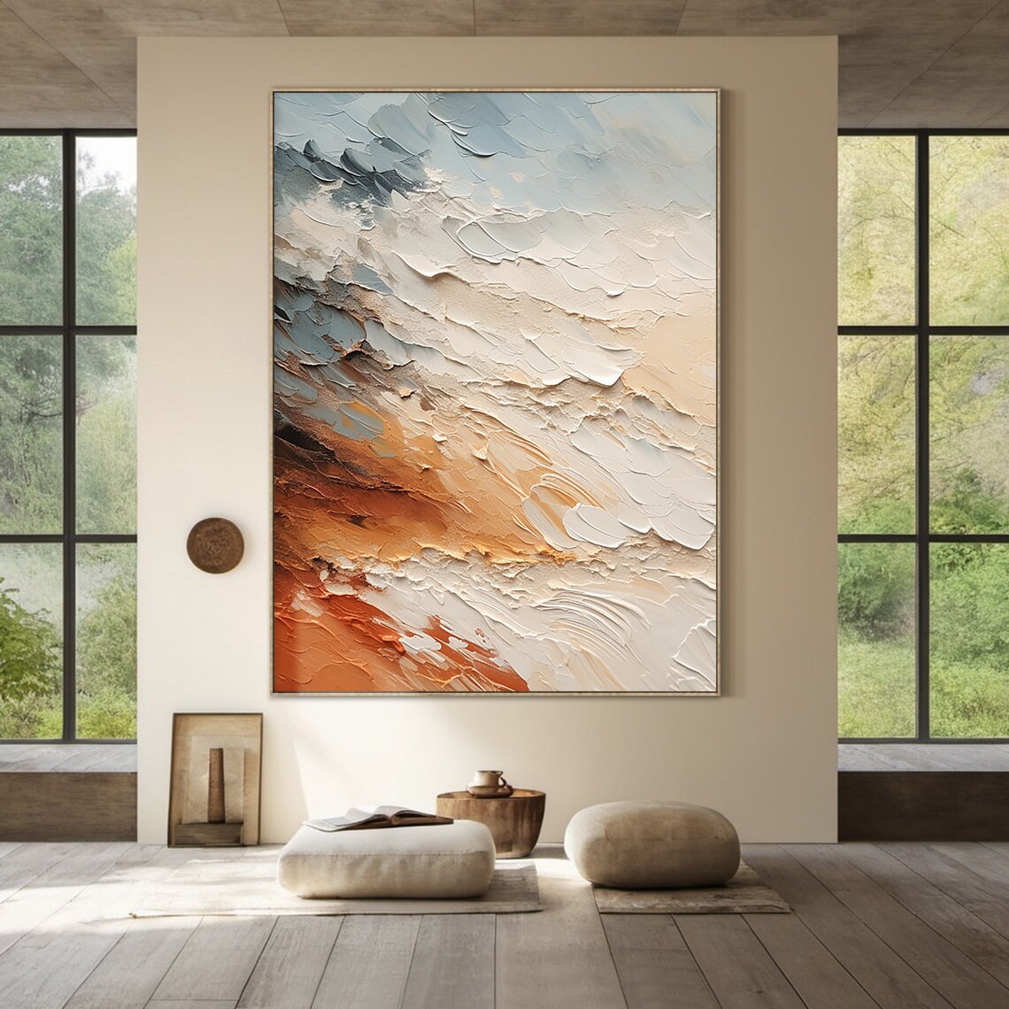 Gray and Blue Ocean Waves Beach Abstract Art Print - Image 2