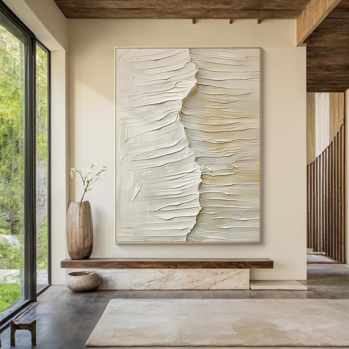 Beige Abstract Wabi Sabi Art Print, Modern Decor