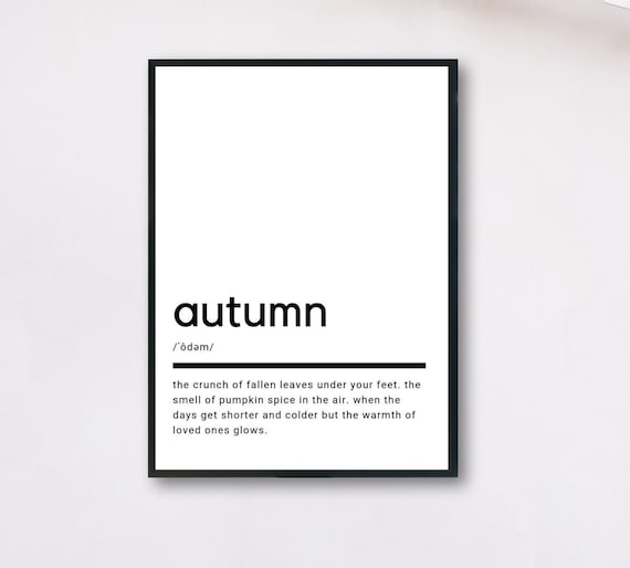 Autumn Definition Wall Art Poster Fall Quote Lover Gift Decor