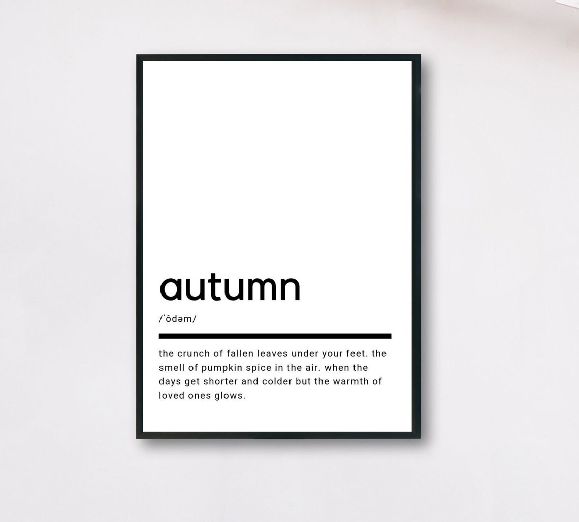Autumn Definition Wall Art Poster Fall Quote Lover Gift Decor