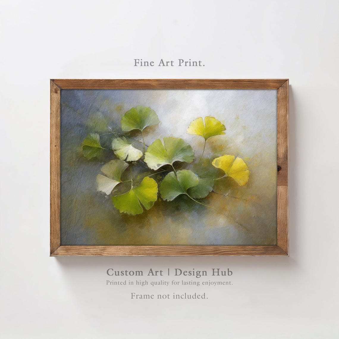 Ginkgo Leaves Botanical Watercolor Poster Green Yellow Leaf Art
