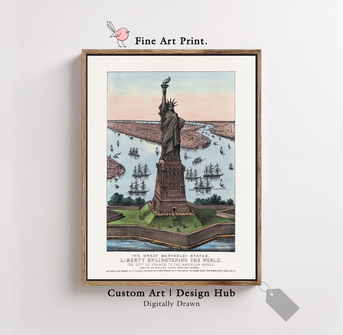 Vintage Statue Of Liberty Art Print, New York Harbor