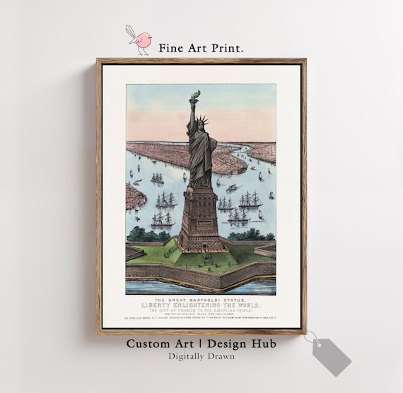 Vintage Statue Of Liberty Art Print, New York Harbor
