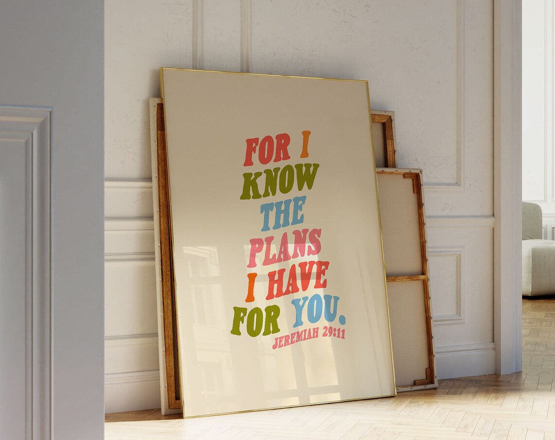 For I Know the Plans I Have for You Jeremiah 29:11 Retro Wavy Text Poster - Image 3