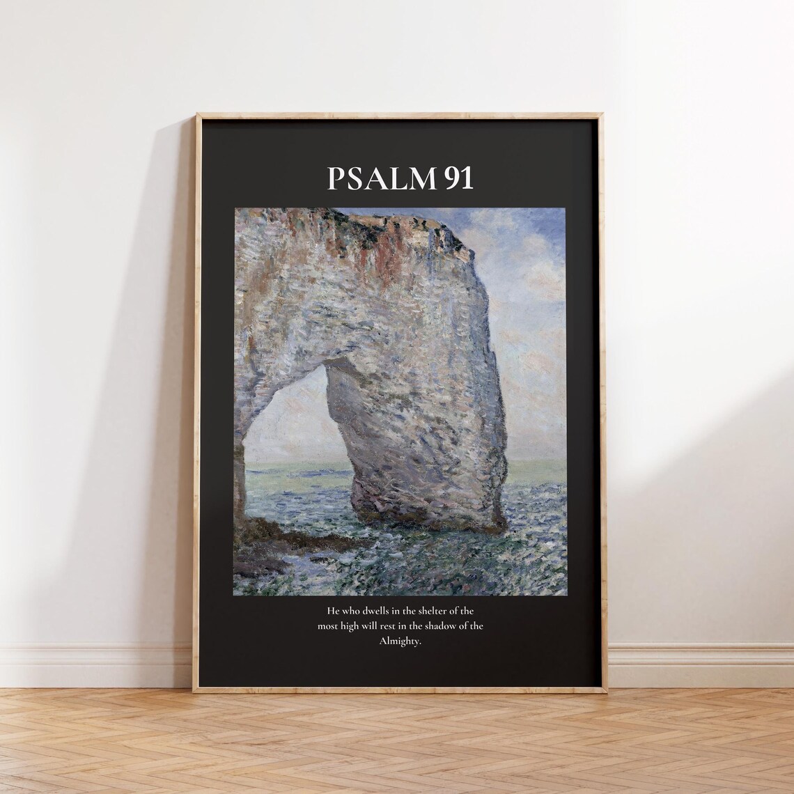 Psalm 91 Shelter Of The Most High Black Seascape Rock Poster