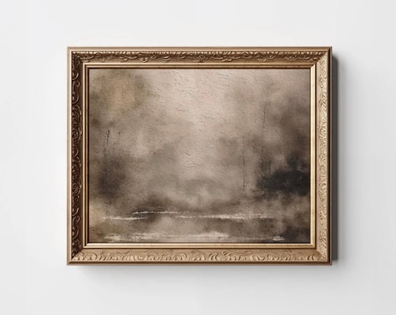Brown Abstract Art, Moody Neutral Minimalist Art Print