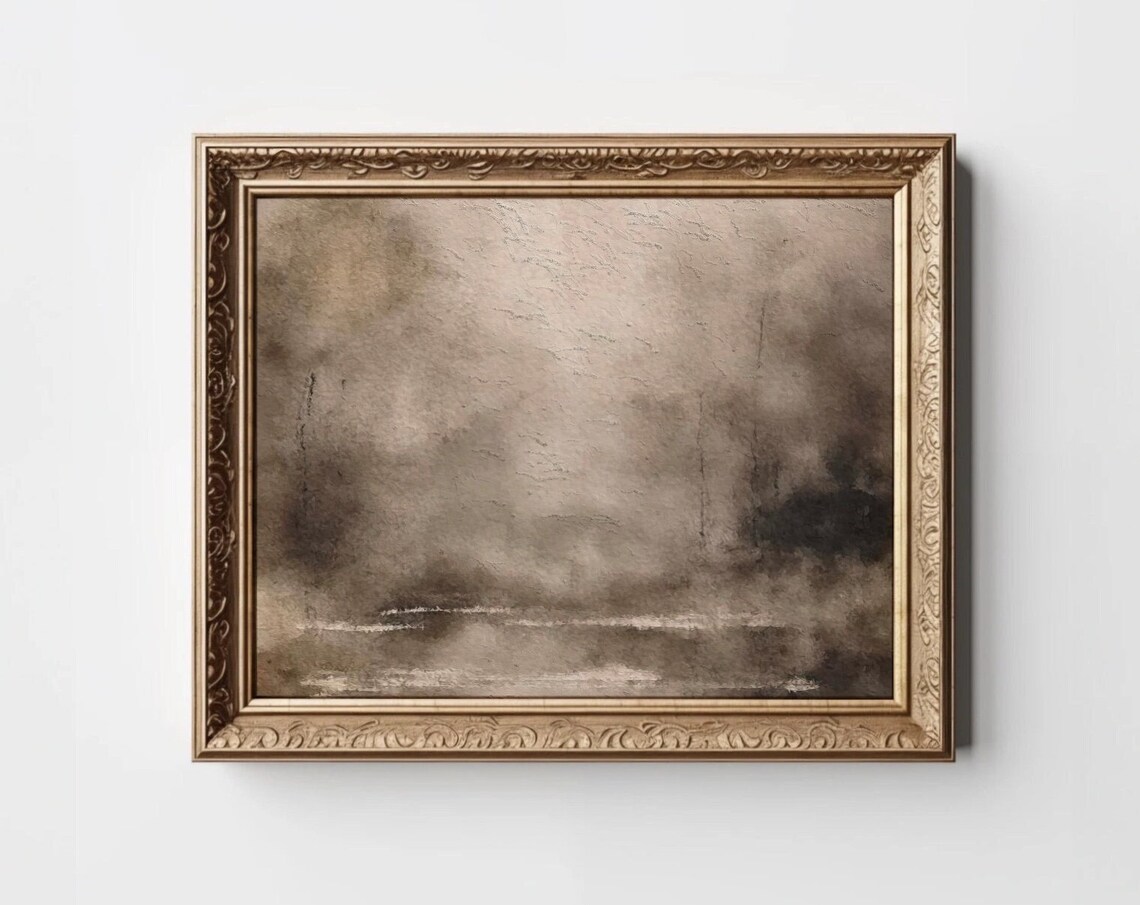 Brown Abstract Art, Moody Neutral Minimalist Art Print