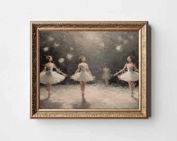 Abstract Ballet Print Ballerina Wall Art Nutcracker Painting Waltz Of The Snowflakes Neutral Ballerinas