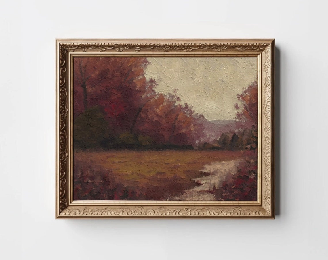 Autumn Forest Path Golden Orange Trees Fall Landscape Poster