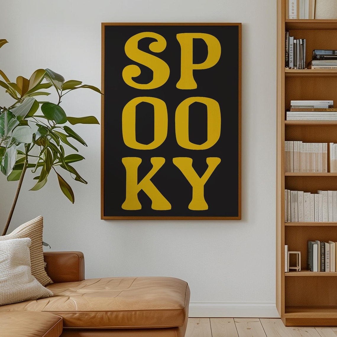 Spooky Bold Halloween Typography Print Yellow And Black Wall Art For Halloween Party Decoration - Image 4