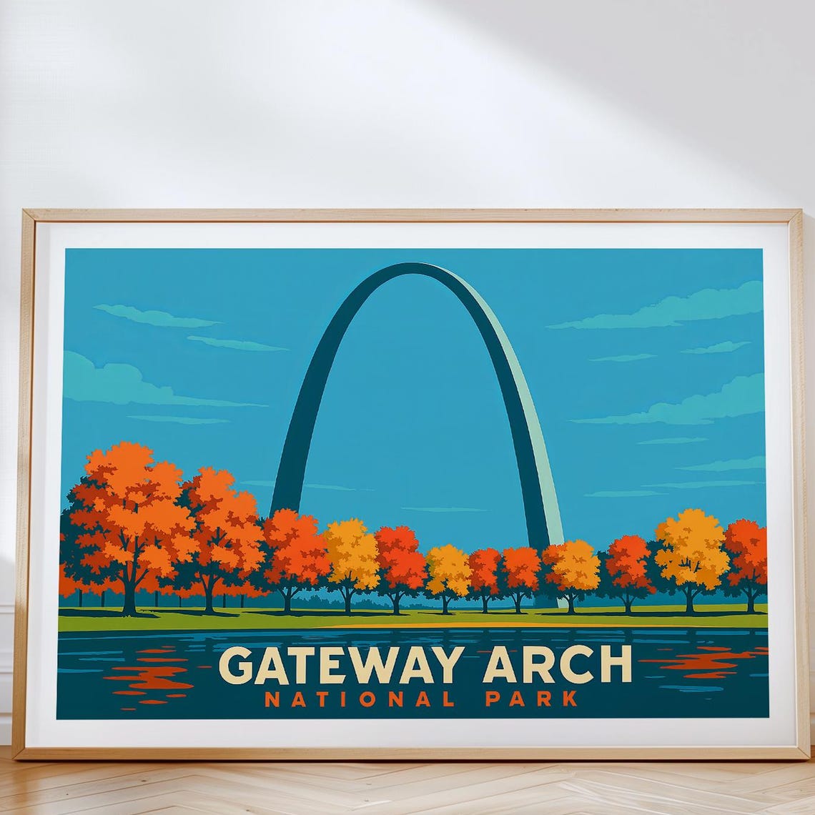 Gateway Arch National Park St Louis Fall Foliage Travel Poster