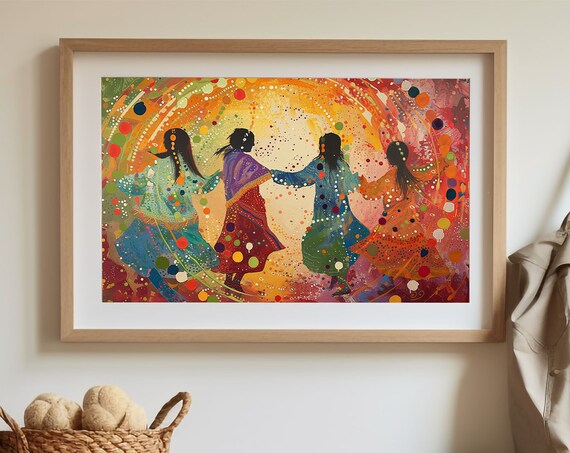 Métis Sisters Dance Cultural Celebration Art Print
