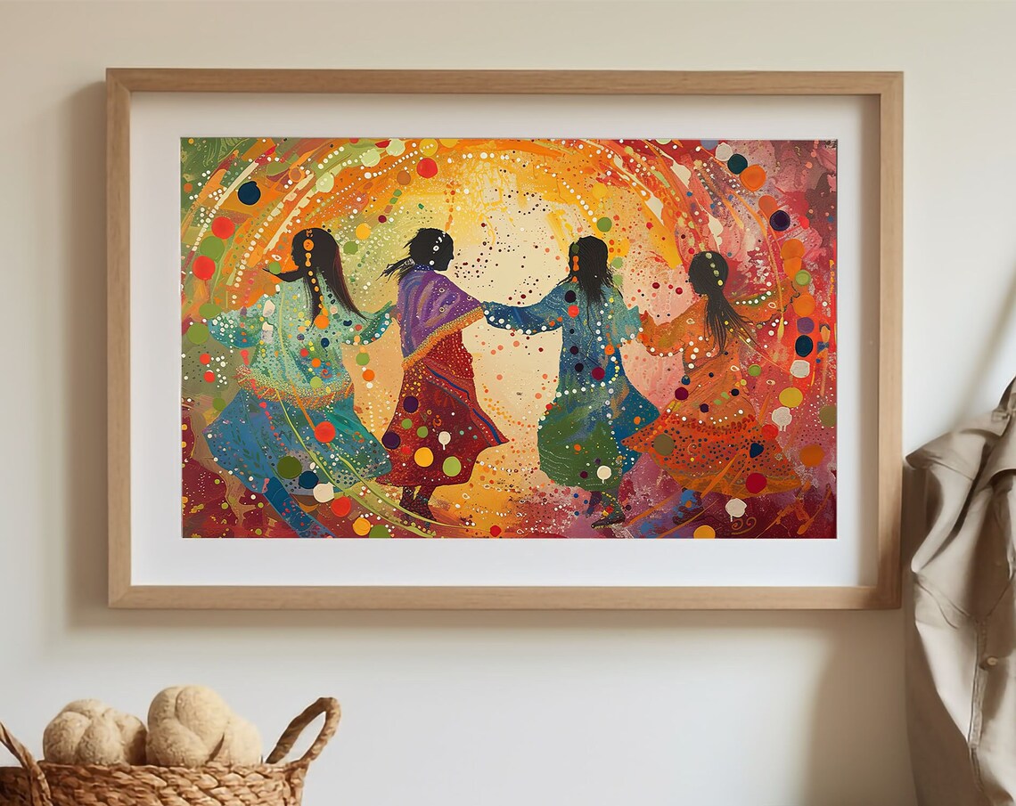 Métis Sisters Dance Cultural Celebration Art Print