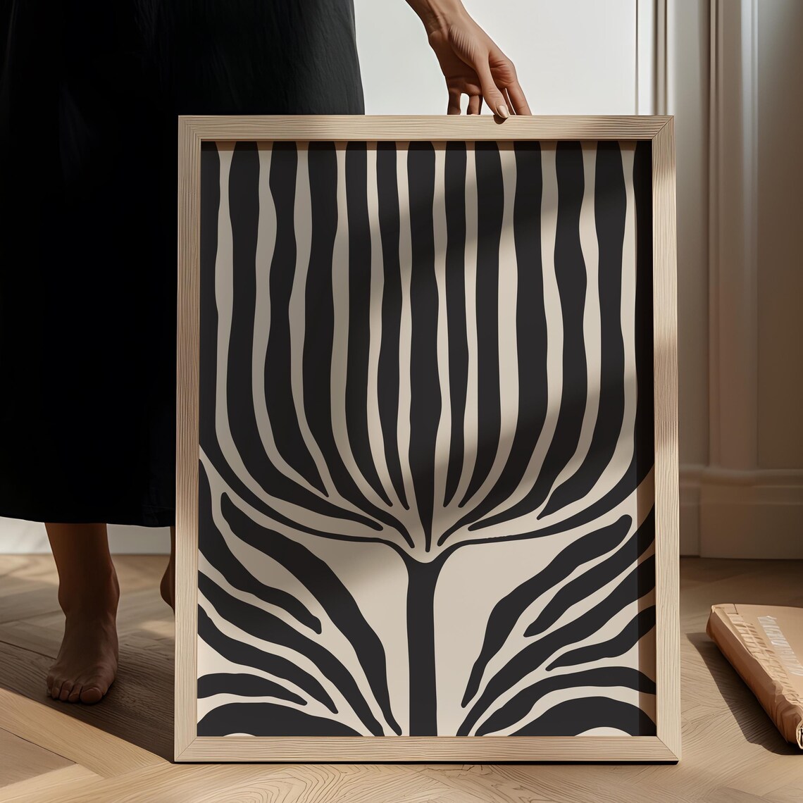 Abstract Scandinavian Flower Print, Mid-Century Botanical