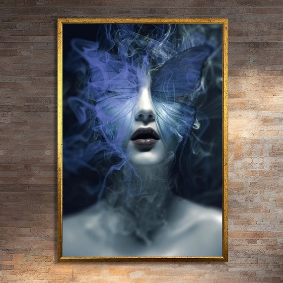 Enigmatic Butterfly Woman, Surreal Art Print