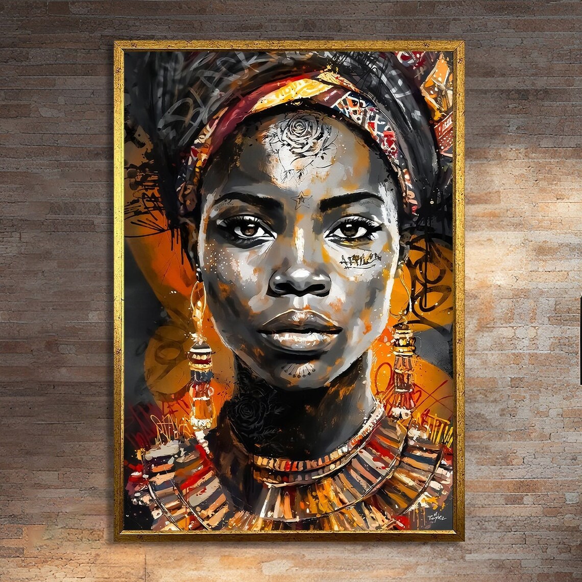 Dynamic African Ethnic Portrait, Cultural Elements Art Print