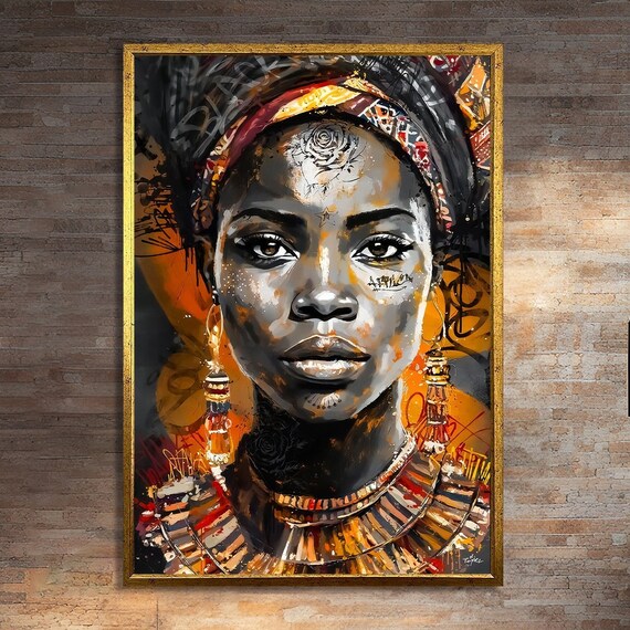 Dynamic African Ethnic Portrait, Cultural Elements Art Print