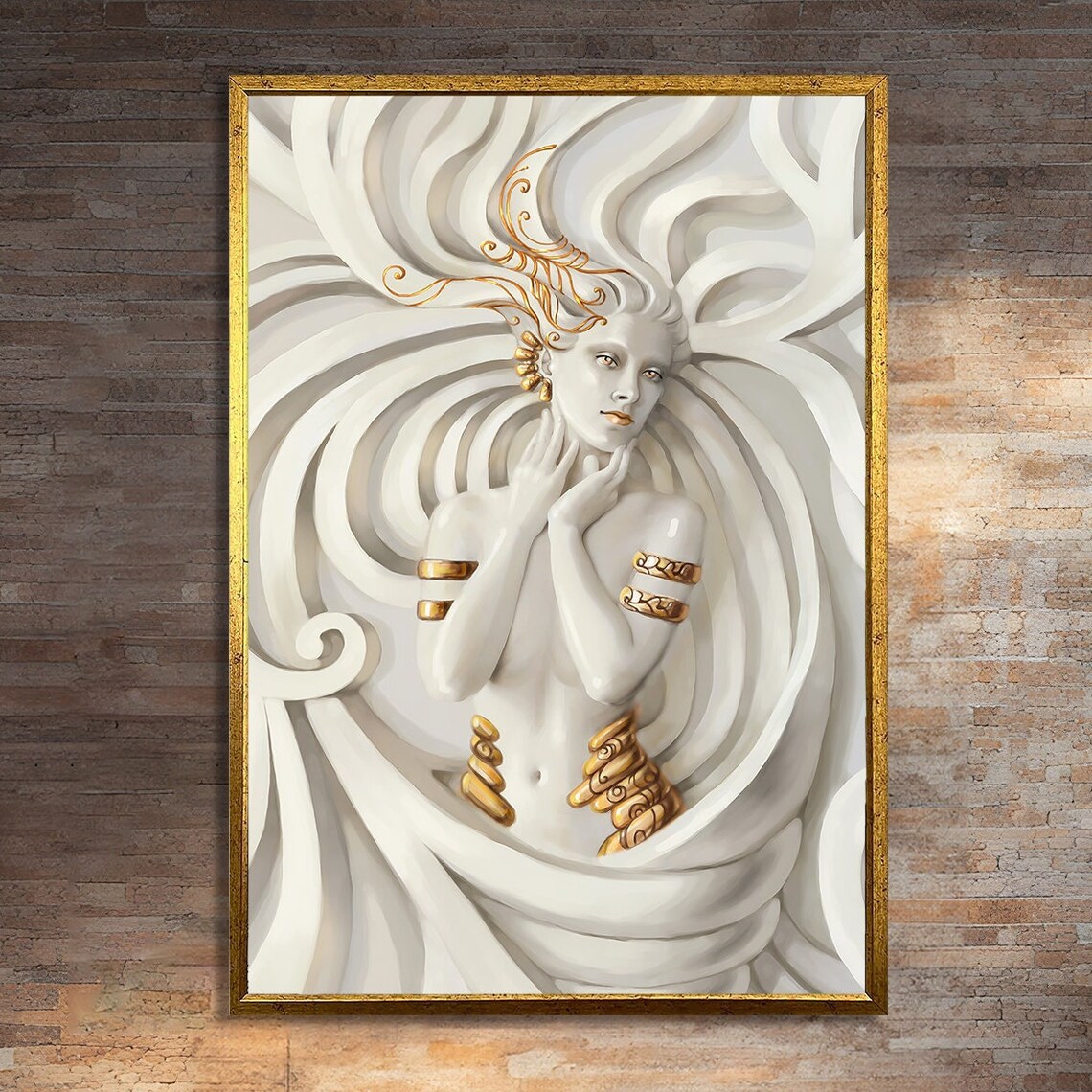 Golden Adorned Goddess Wall Art, Luxurious Decor