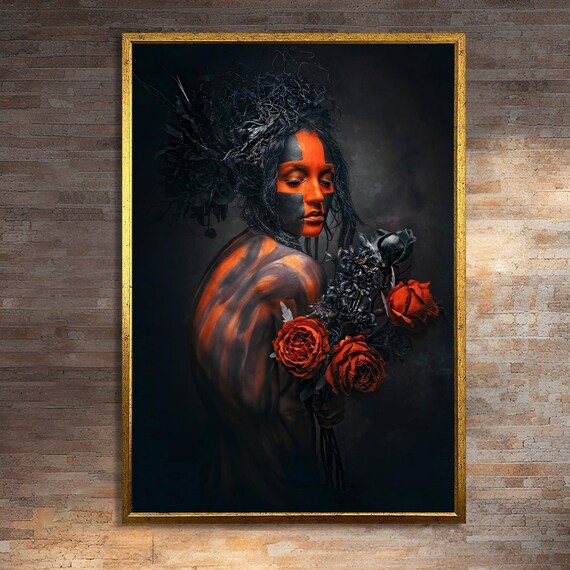 Stylish Woman in Abstract Modern Painting