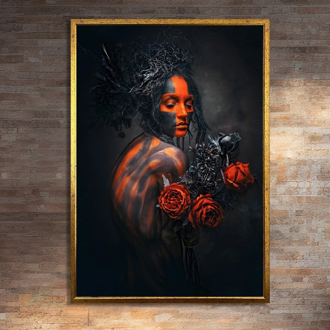 Stylish Woman in Abstract Modern Painting