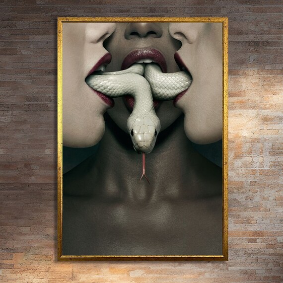 Women And Snake, Surreal Home Decor
