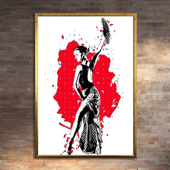 Flamenco Dancer Art Print, Modern Dance Painting