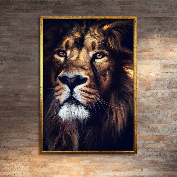 Majestic Lion Portrait, Realistic Wildlife Art Print