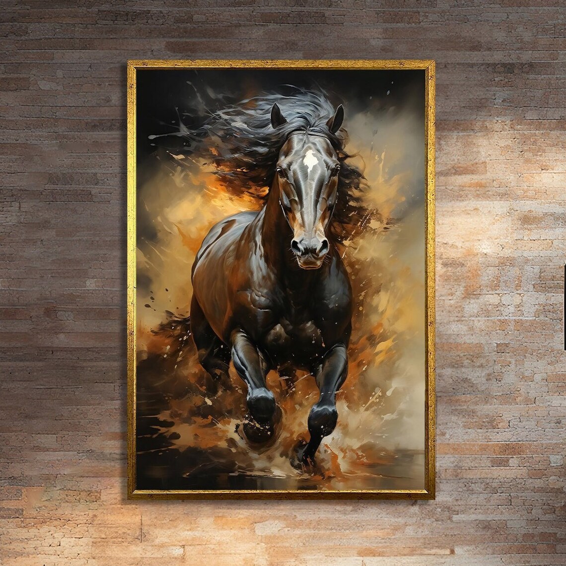 Fiery Galloping Horse, Dynamic Equestrian Painting