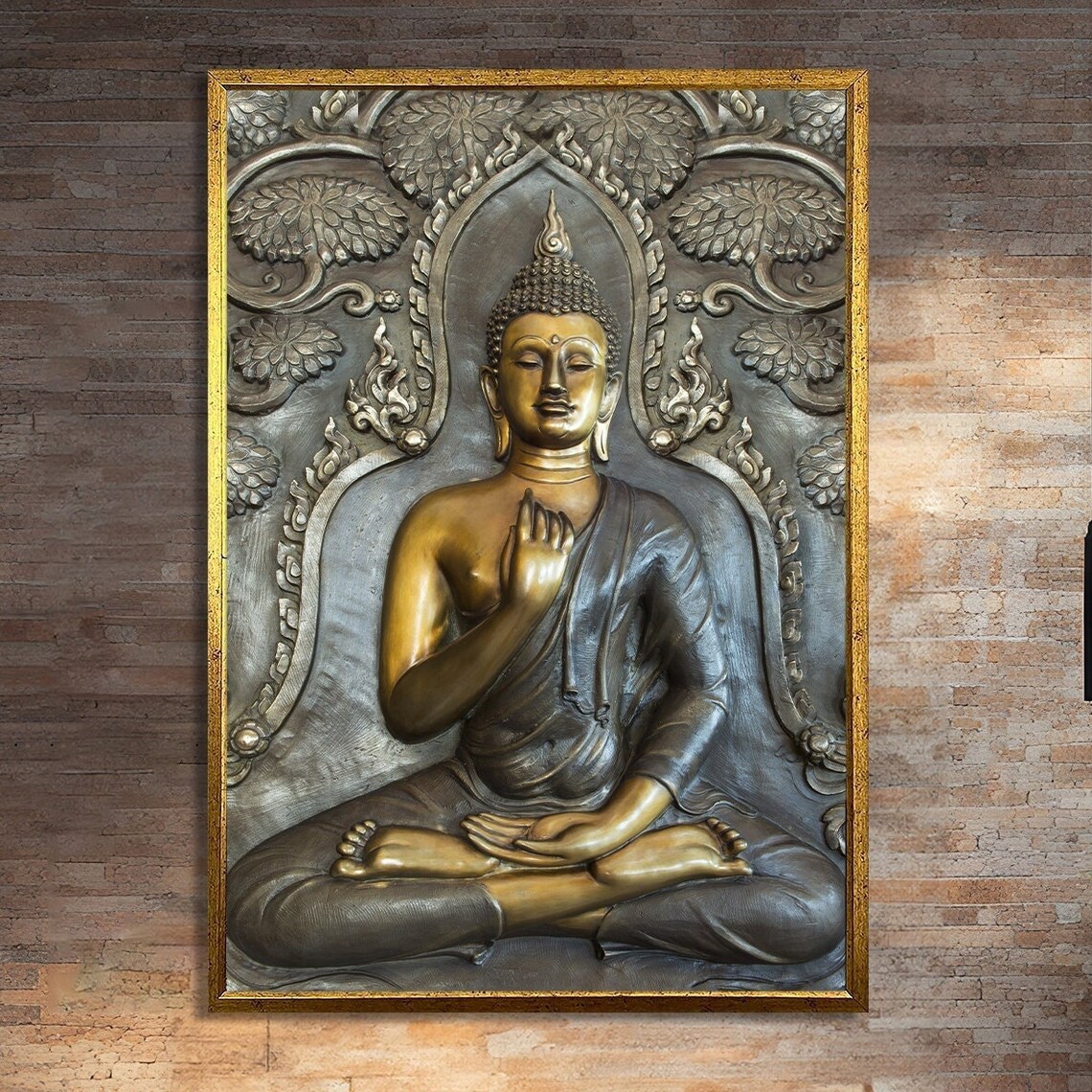 Golden Buddha Art Print, Meditation Yoga Decor