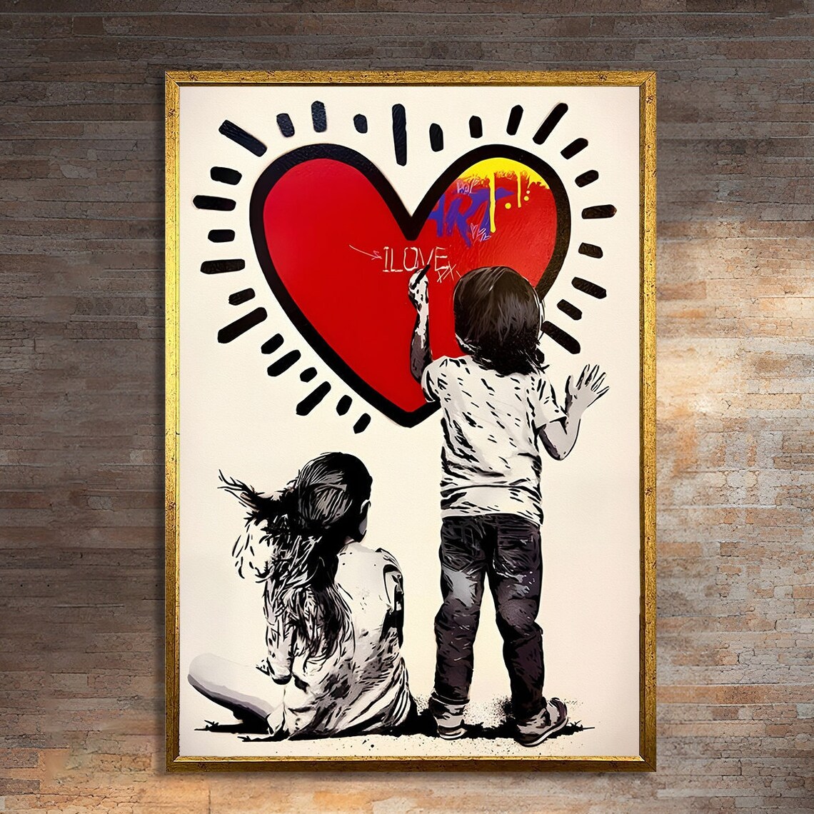 Children Drawing Love Heart Graffiti, Pop Art