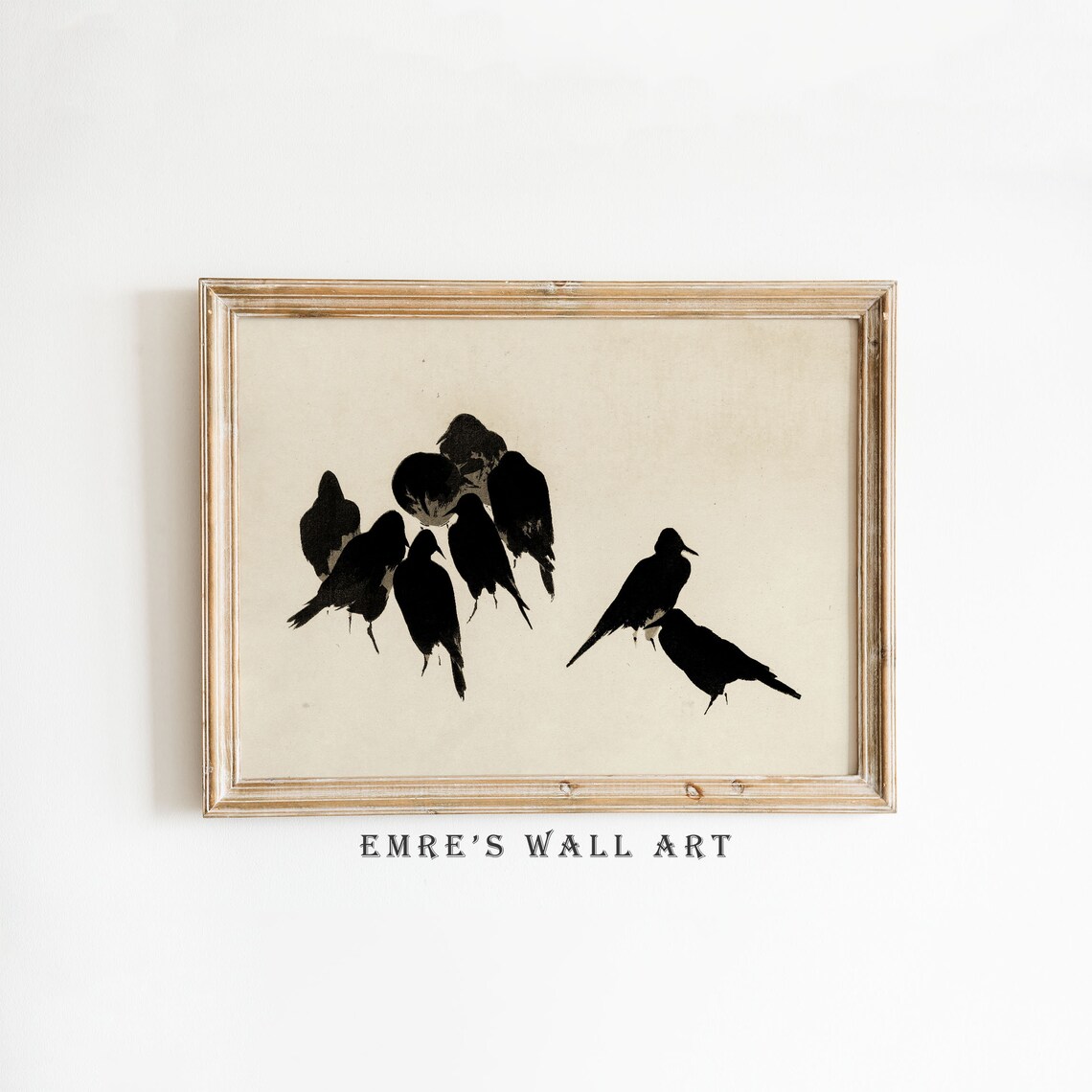 Vintage Bird Crow Art Print, Bird Sketch