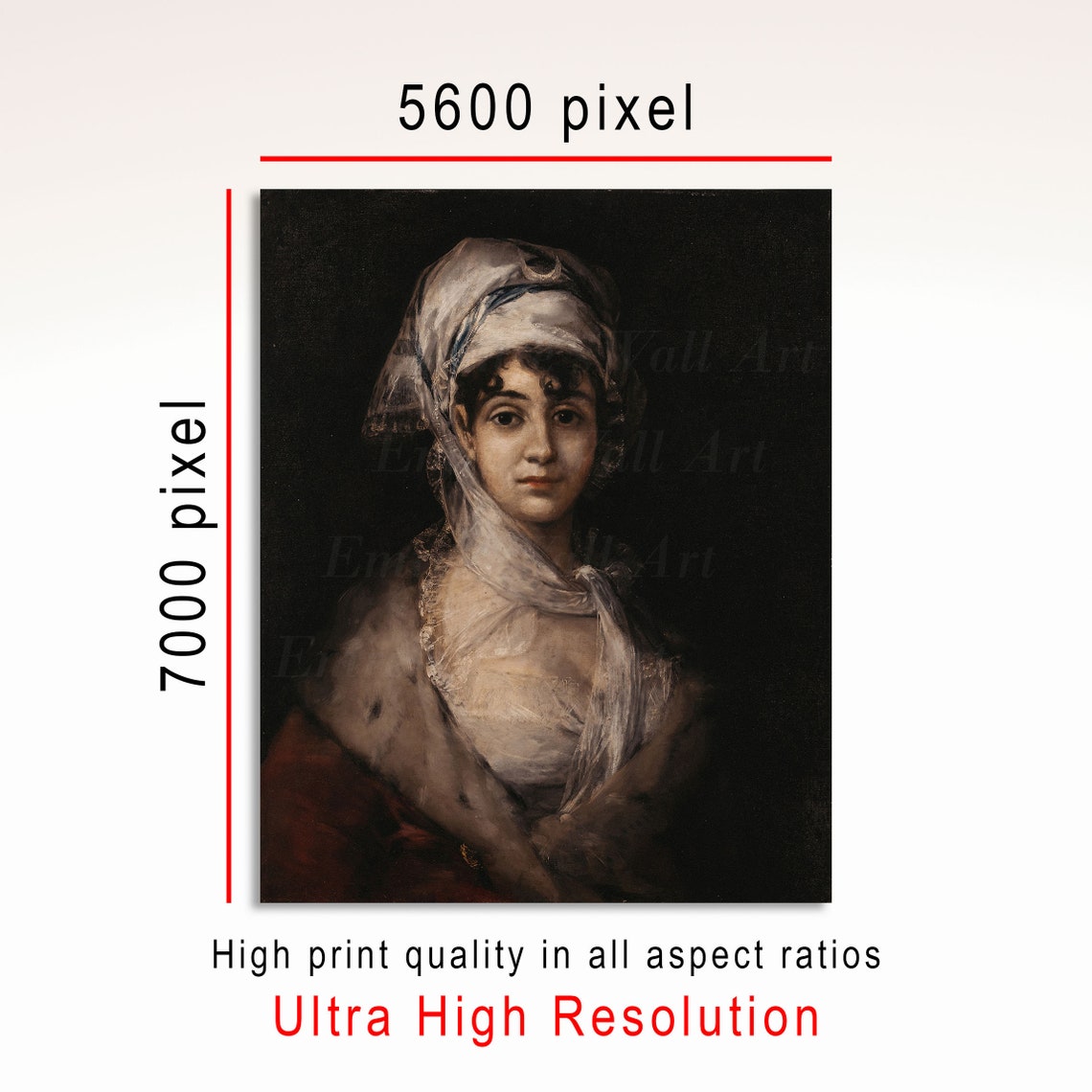 Moody Portrait Woman Painting Vintage Woman Oil Painting Victorian Art Painting Woman Portrait Print Antique Female Portrait 1800th Art - Image 3