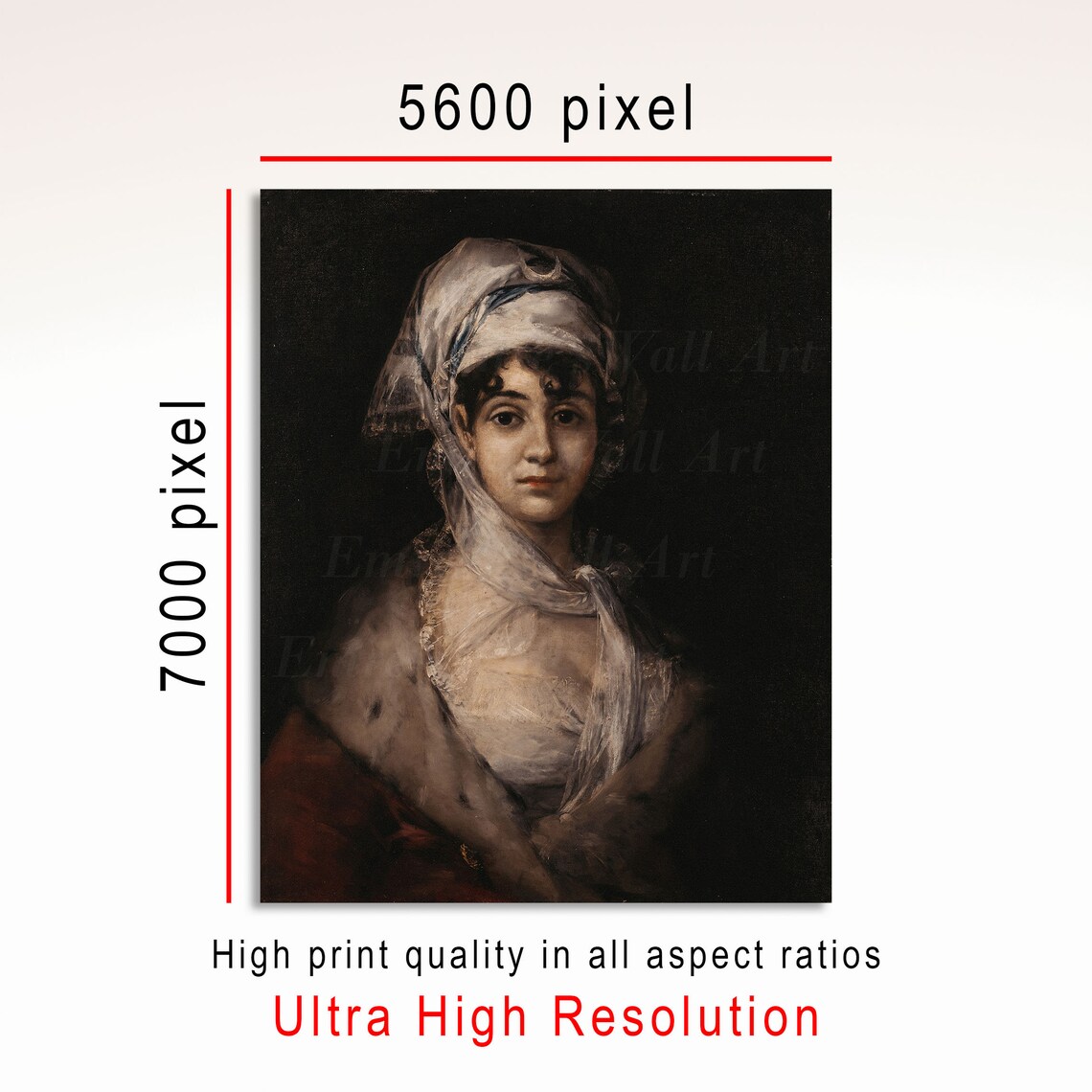 Woman White Veil Dark Moody Vintage Portrait Oil Painting Poster - Image 3