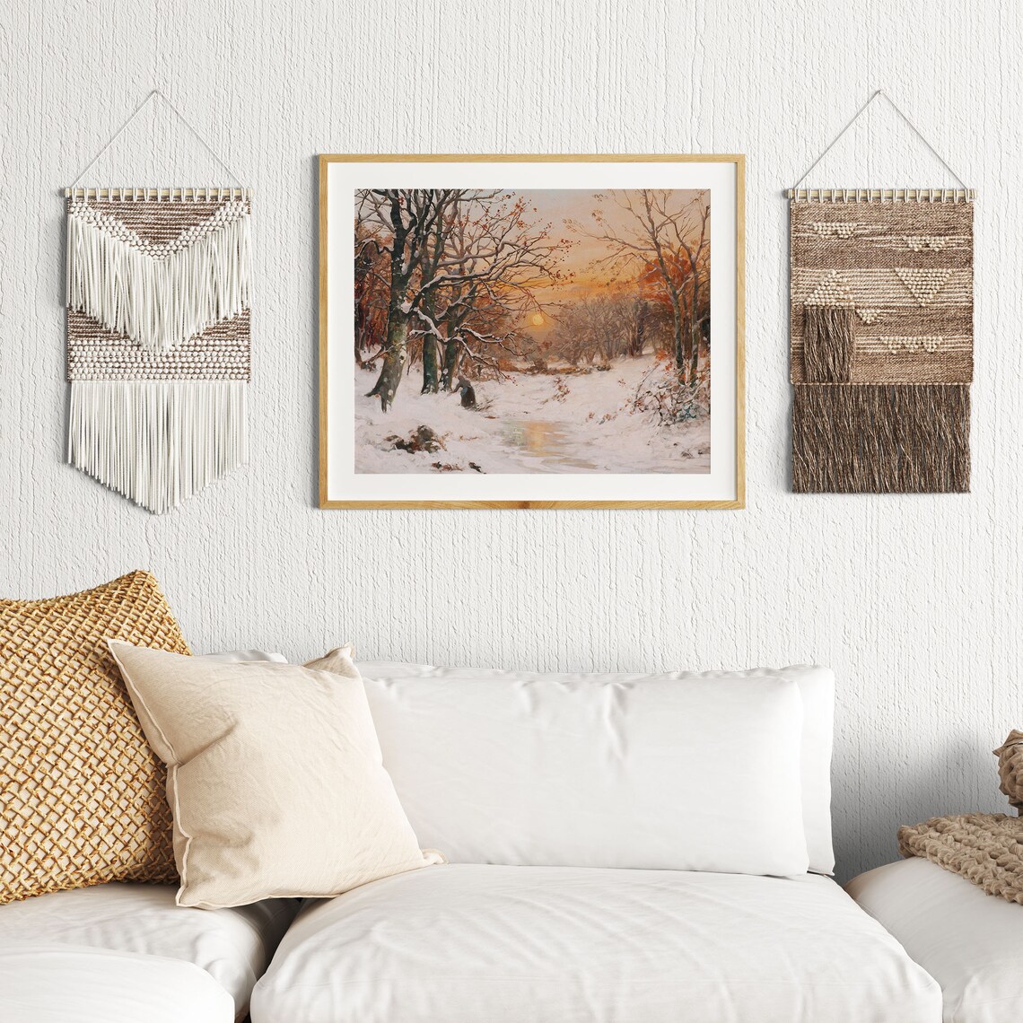 Snowy Forest Landscape Painting, Rustic Winter - Image 2