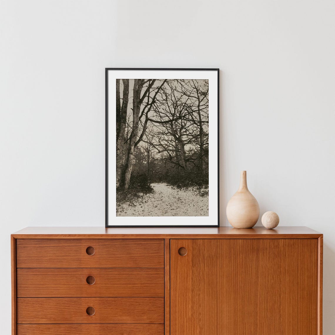 Bare Winter Trees in Snow Black and White Forest Photo Poster - Image 4