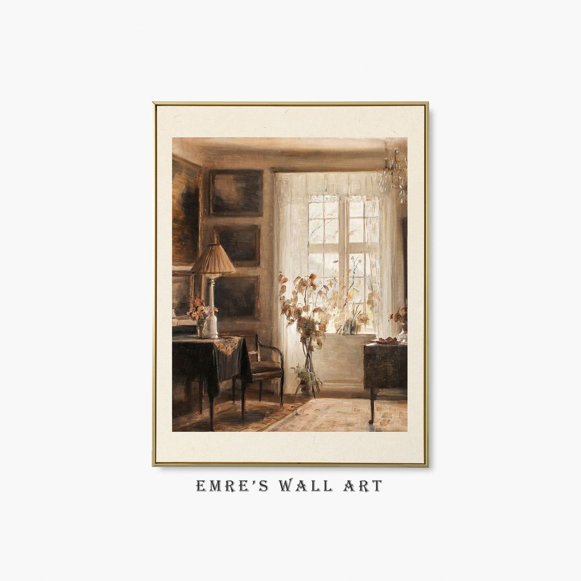 Sunlit Vintage Interior Oil Painting Cozy Window Light Room Poster