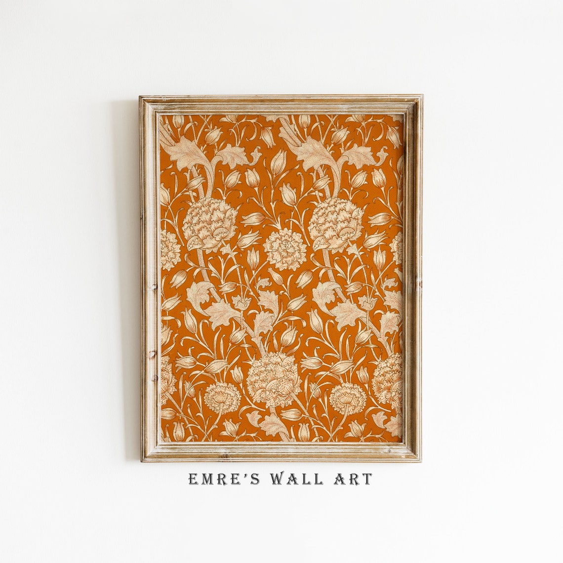 William Morris Terracotta Carnation Vintage Floral Pattern Poster