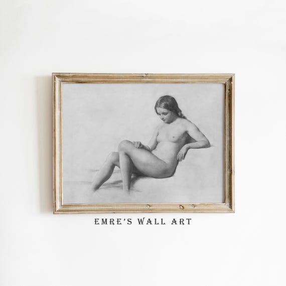 Woman Sketch Art Nude Woman Print Antique Bathroom Wall Decor Antique Sketch Drawing Vintage Art