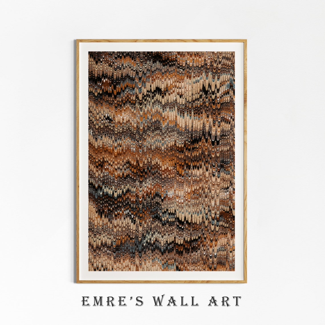 Brown Marbled Paper Endpaper Vintage Bookbinding Abstract Art Poster - Image 4