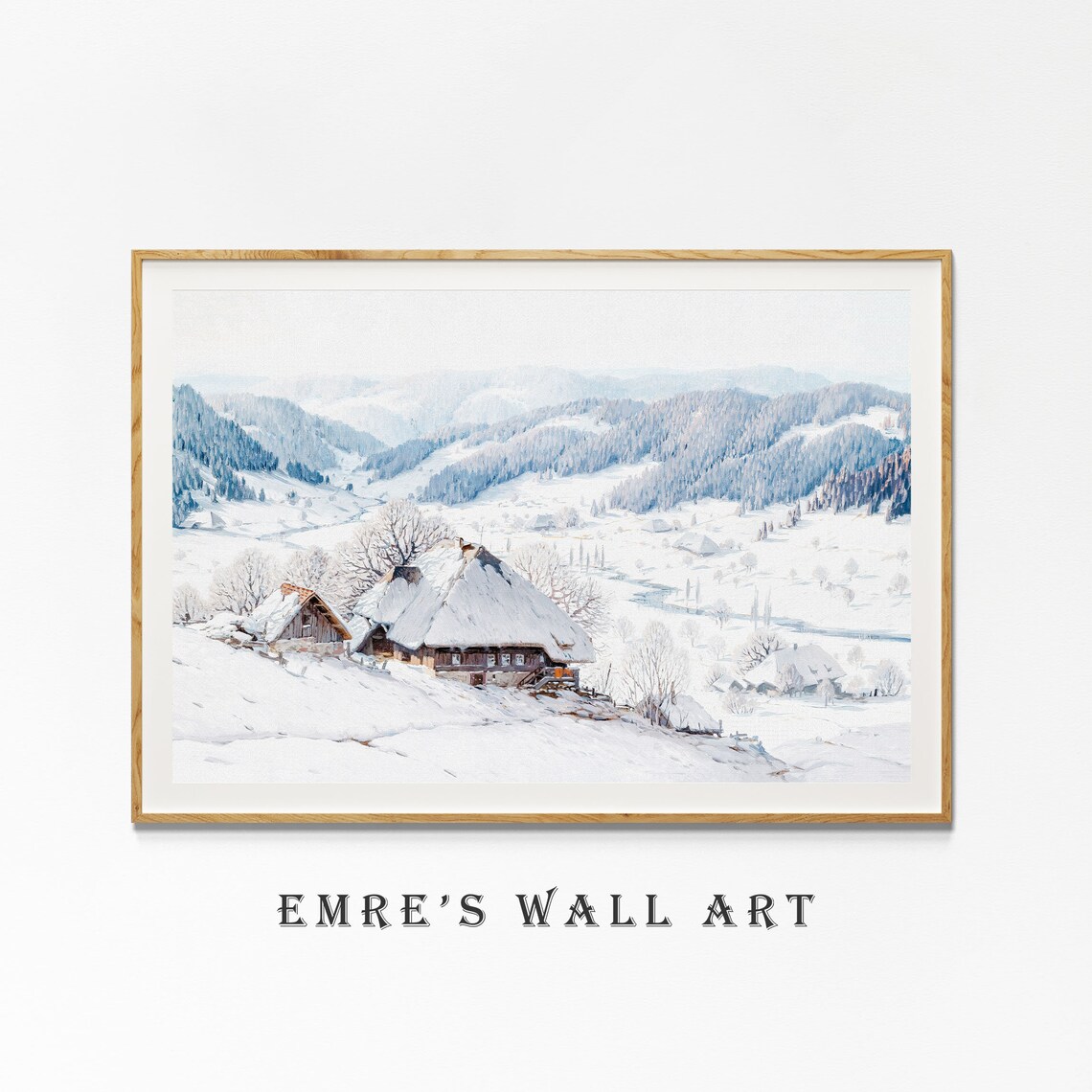Cottagecore Winter Landscape, Vintage Art Print - Image 4