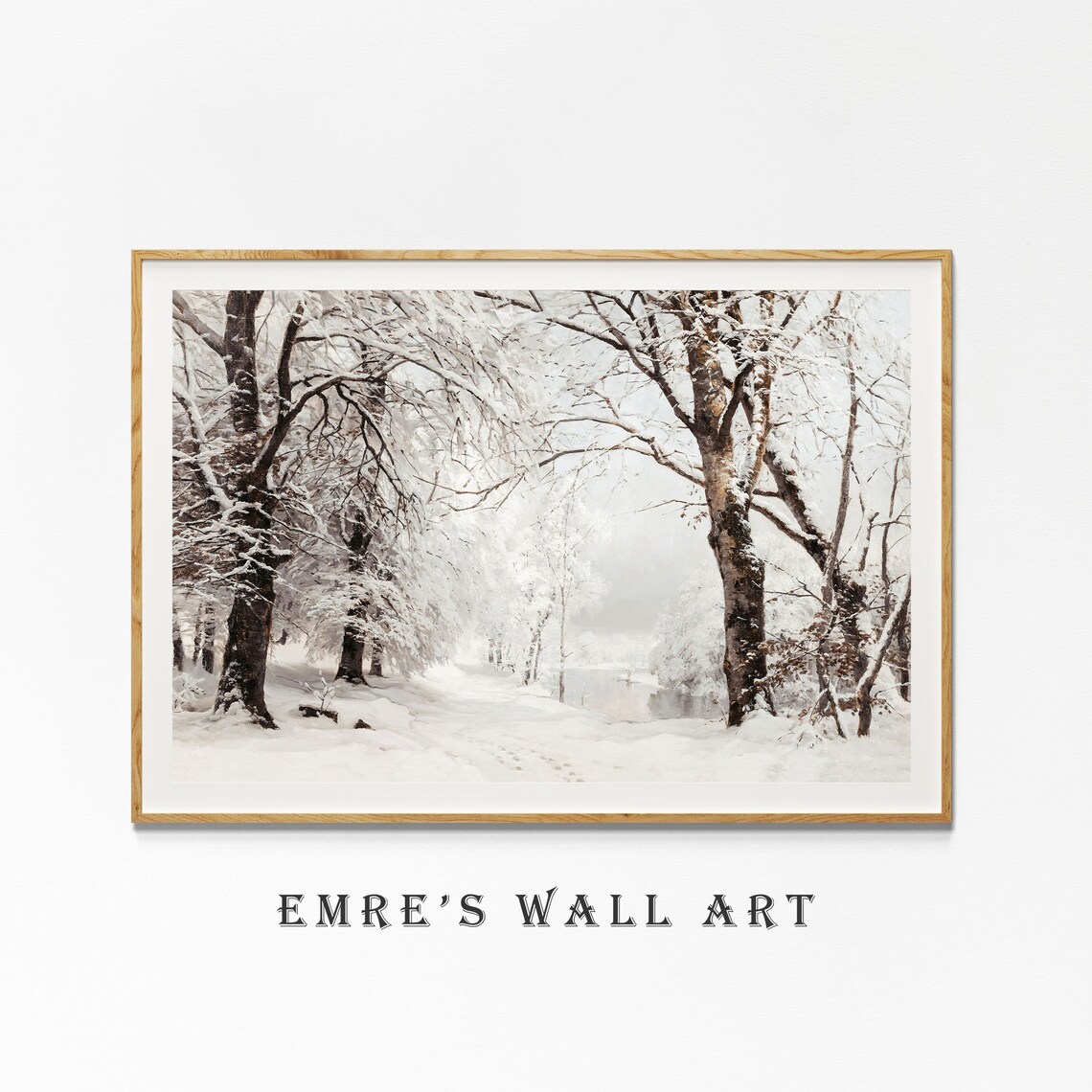 Vintage Winter Landscape, Snowy Trees Rustic Holiday Art - Image 4