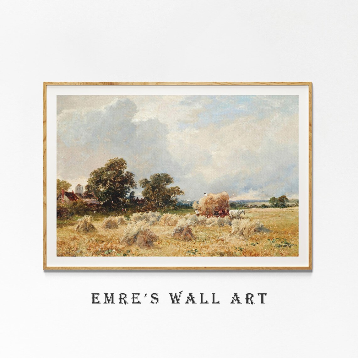 Harvest Hay Wagon Horses Golden Field Vintage Country Painting Poster - Image 4