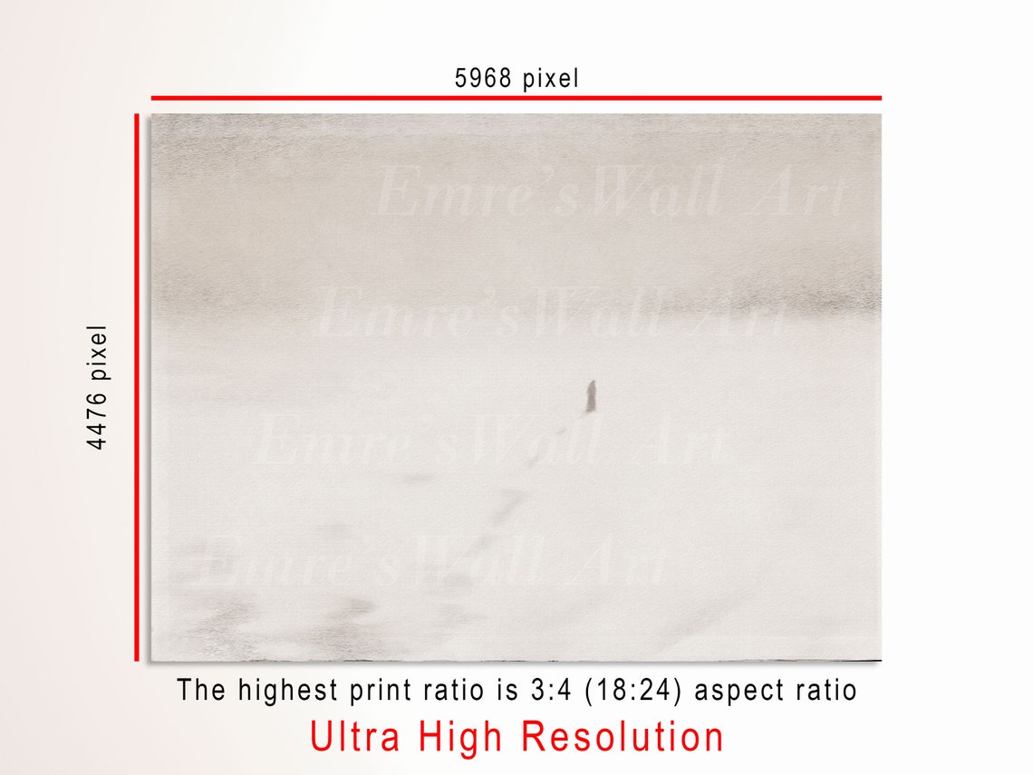 Minimalist Winter Solitude Lone Figure White Snowfield Poster - Image 3