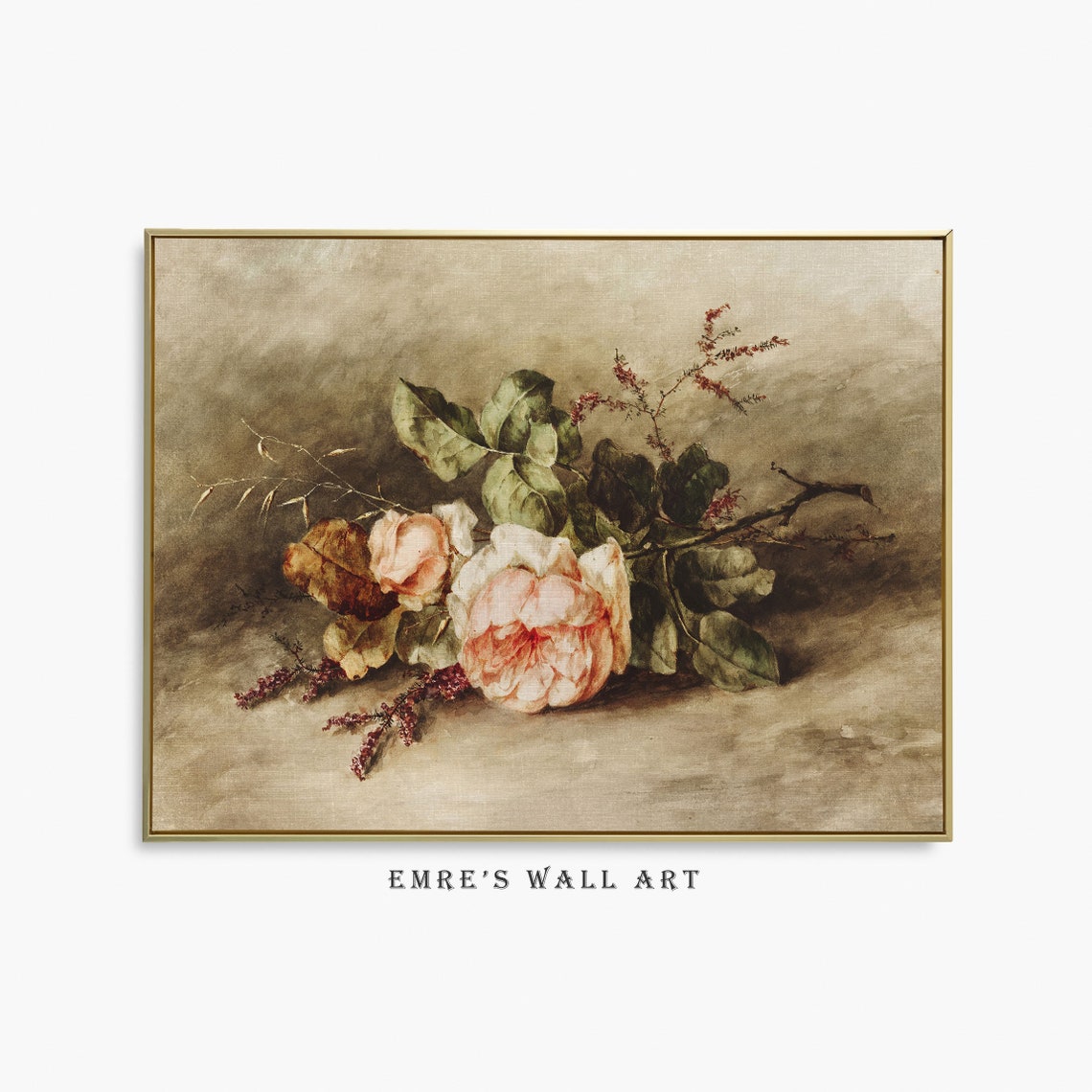 Roses Still Life Painting Vintage Roses Oil Painting Vintage Flower Painting Large Antique Painting Artwork